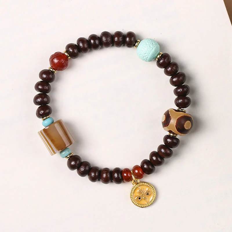 Buddha Stones naturali Tibet viola Bodhi Seed Dzi Bead Dio della ricchezza braccialetto di saggezza - Image 8