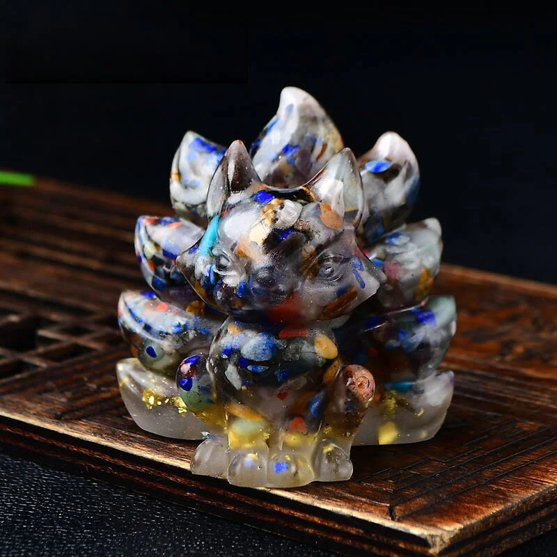 Buddha Stones naturali, vari cristalli, quarzo fragola, ametista, volpe a nove code, protezione, decorazione per la casa - Image 23