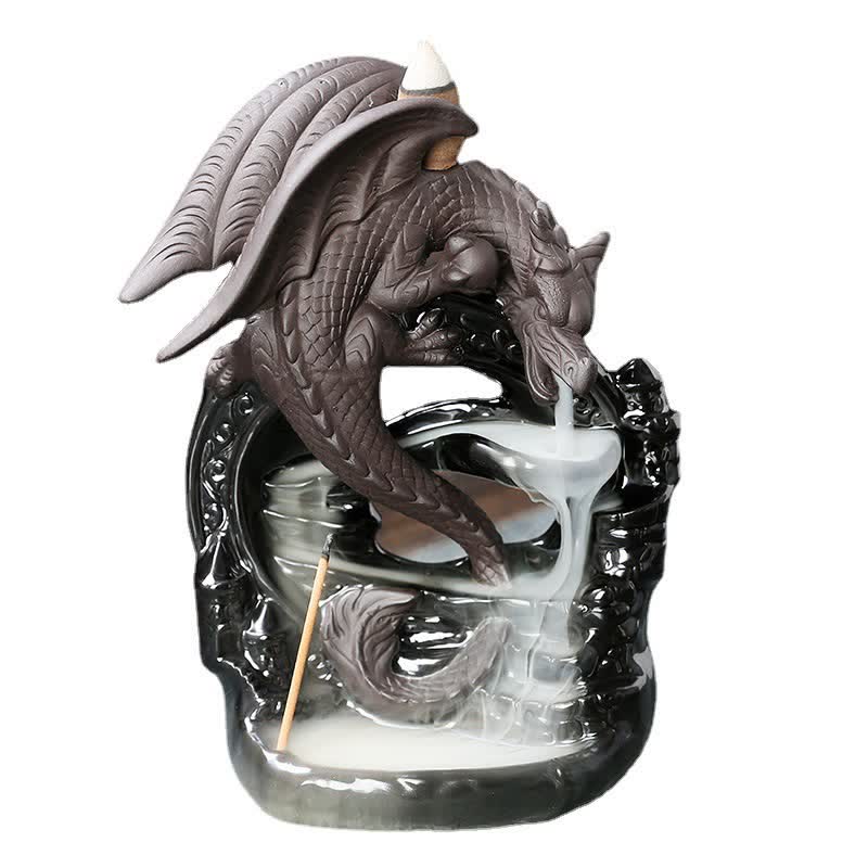 Buddha Stones Nordico Pterosauro Drago Ceramica Fontana di fumo di riflusso Protezione Guarigione Bruciatore di incenso Decorazione - Image 10