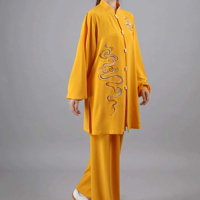 Buddha Stones Nuvole di buon auspicio Ricamo Meditazione Preghiera Spirituale Zen Tai Chi Qigong Pratica Set di abbigliamento unisex - Image 11