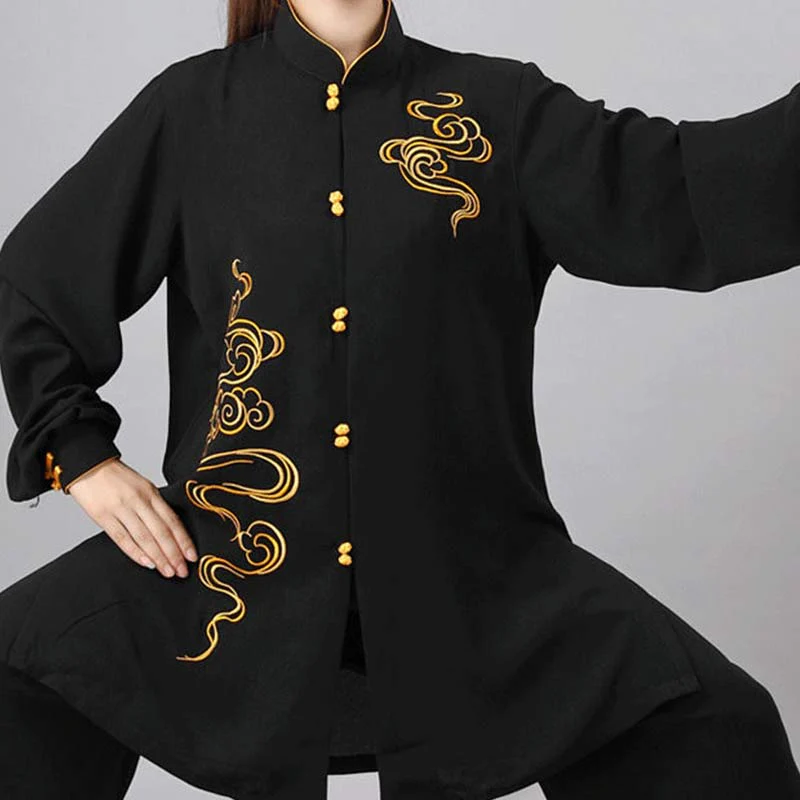Buddha Stones Nuvole di buon auspicio Ricamo Meditazione Preghiera Spirituale Zen Tai Chi Qigong Pratica Set di abbigliamento unisex - Image 19