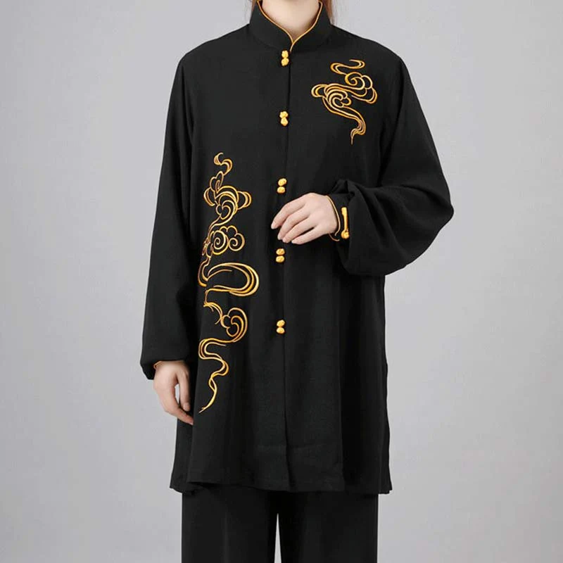 Buddha Stones Nuvole di buon auspicio Ricamo Meditazione Preghiera Spirituale Zen Tai Chi Qigong Pratica Set di abbigliamento unisex - Image 20