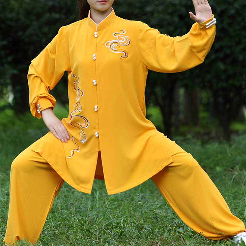 Buddha Stones Nuvole di buon auspicio Ricamo Meditazione Preghiera Spirituale Zen Tai Chi Qigong Pratica Set di abbigliamento unisex - Image 3