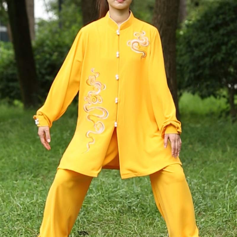 Buddha Stones Nuvole di buon auspicio Ricamo Meditazione Preghiera Spirituale Zen Tai Chi Qigong Pratica Set di abbigliamento unisex - Image 9