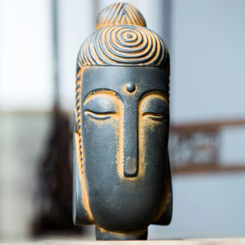 Buddha Stones Occhi Chiusi Buddha in Meditazione Statua in Resina Ruggine Polvere di Ferro Decorazione per la Casa - Image 11
