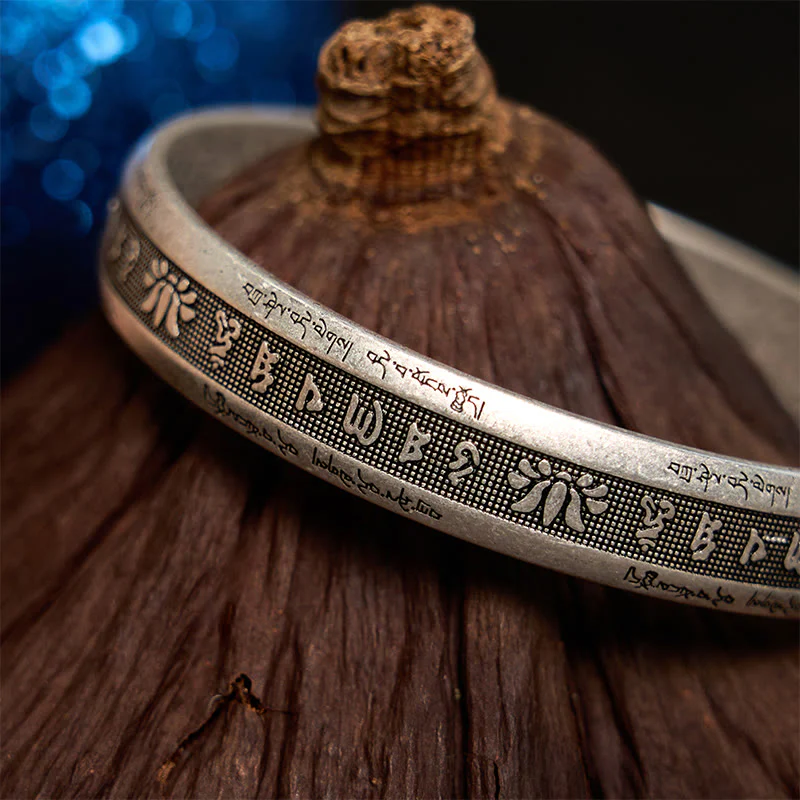 Buddha Stones Om Mani Padme Hum Cuore Sutra Mantra Loto Pace Meditazione Braccialetto Braccialetto - Image 12