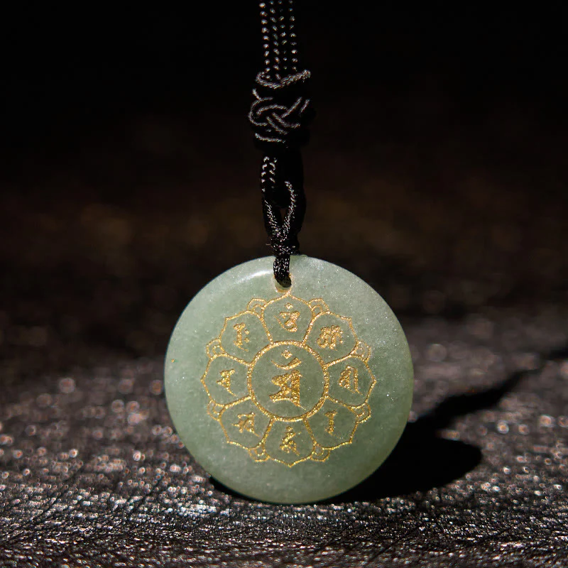 Buddha Stones Om Mani Padme Hum Naturale Vari Cristallo Ossidiana Nera Forza Collana Pendente - Image 15