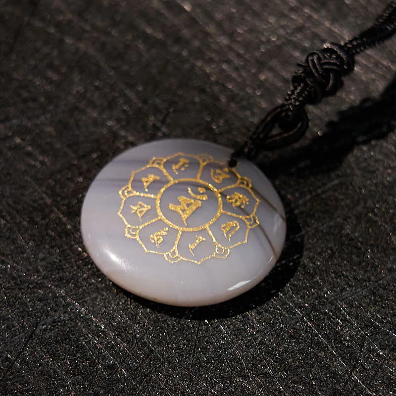 Buddha Stones Om Mani Padme Hum Naturale Vari Cristallo Ossidiana Nera Forza Collana Pendente - Image 32