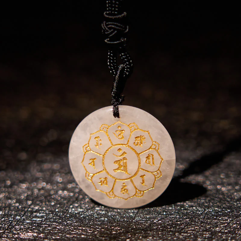 Buddha Stones Om Mani Padme Hum Naturale Vari Cristallo Ossidiana Nera Forza Collana Pendente - Image 9
