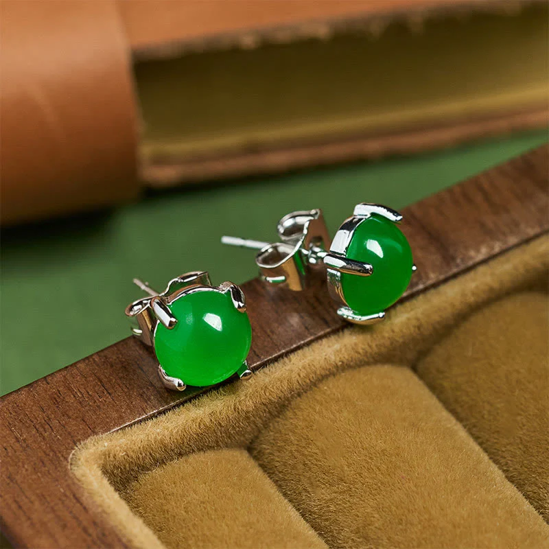 Buddha Stones Orecchini di abbondanza in argento sterling 925 con giada - Image 11