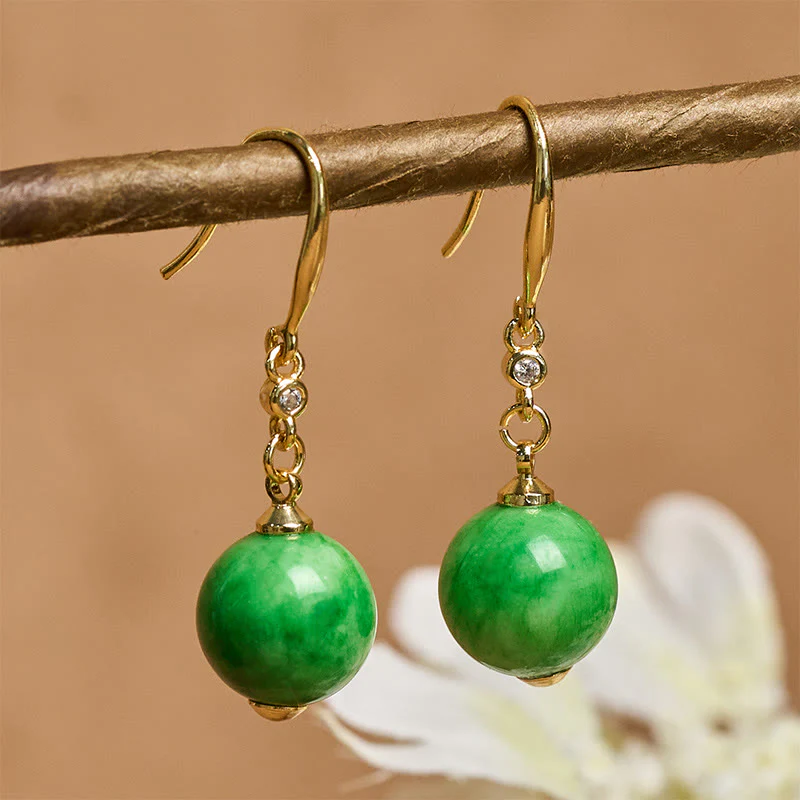 Buddha Stones Orecchini in argento sterling 925 con calcedonio verde e forza e coraggio - Image 2