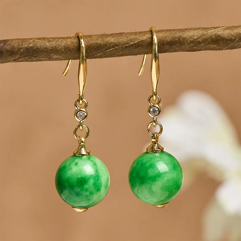 Buddha Stones Orecchini in argento sterling 925 con calcedonio verde e forza e coraggio - Image 3