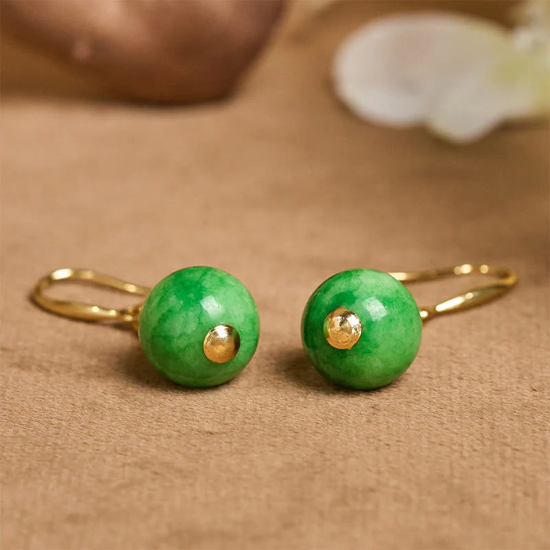 Buddha Stones Orecchini in argento sterling 925 con calcedonio verde e forza e coraggio - Image 4