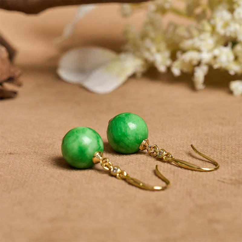 Buddha Stones Orecchini in argento sterling 925 con calcedonio verde e forza e coraggio - Image 8