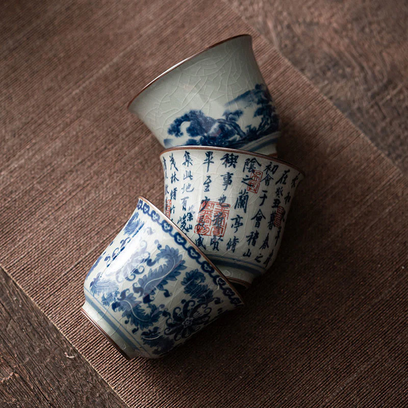 Buddha Stones Paesaggio di montagna Loto Orchidea Padiglione Raccolta Tazza da tè in ceramica Tazza da tè Kung Fu