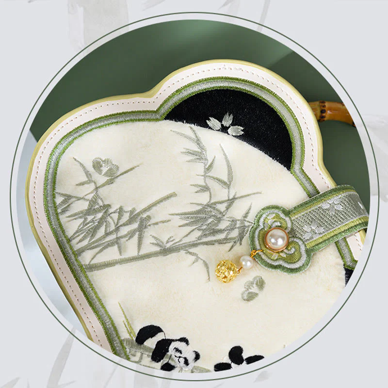 Buddha Stones Panda Bamboo Ricamo Perla Catena Nodo Cinese Nappa Borsa a Tracolla Borse - Image 12