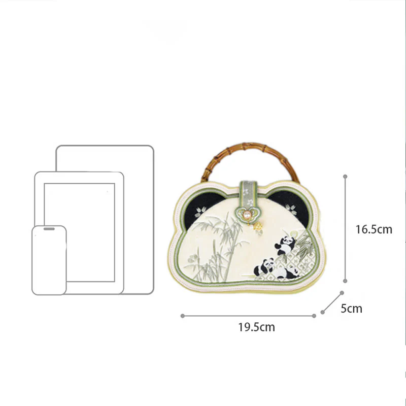 Buddha Stones Panda Bamboo Ricamo Perla Catena Nodo Cinese Nappa Borsa a Tracolla Borse - Image 14