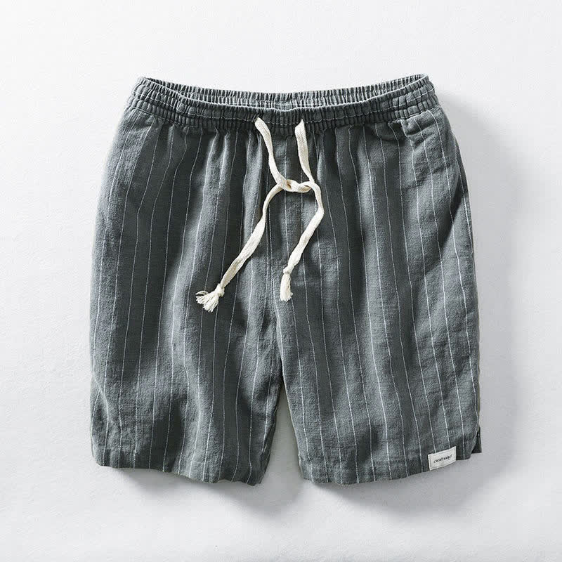 Buddha Stones Pantaloncini da uomo estivi casual minimalisti a righe con coulisse e tasca