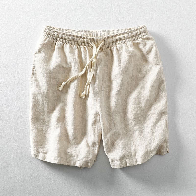 Buddha Stones Pantaloncini da uomo estivi casual minimalisti a righe con coulisse e tasca - Image 6