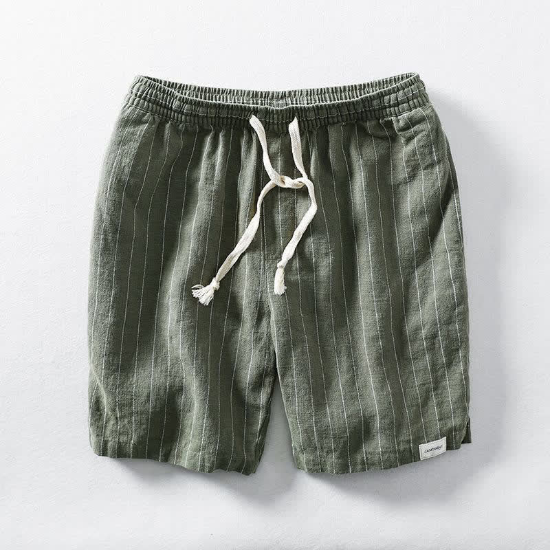 Buddha Stones Pantaloncini da uomo estivi casual minimalisti a righe con coulisse e tasca - Image 7