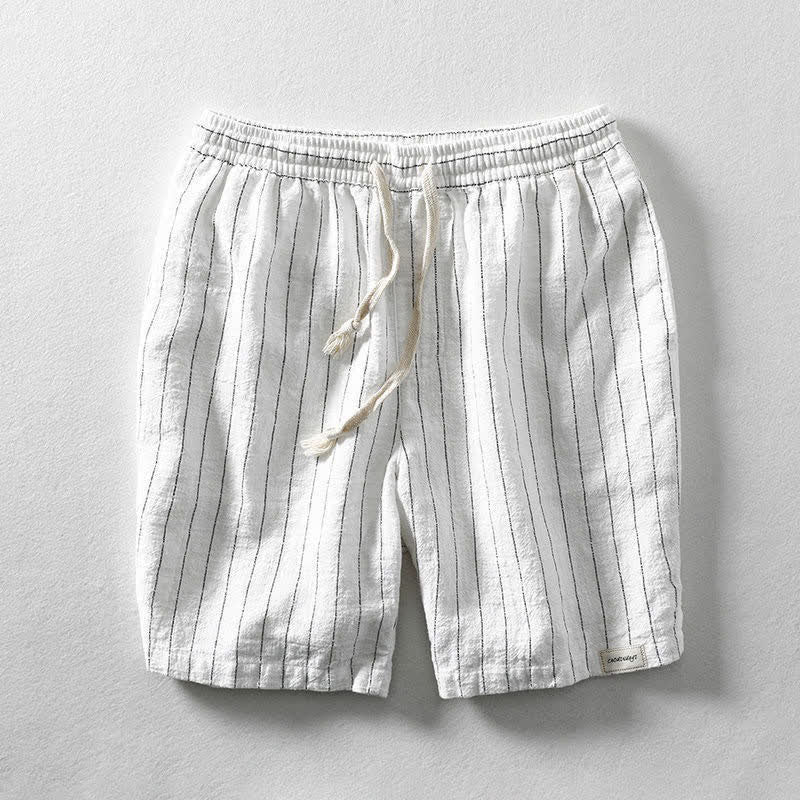 Buddha Stones Pantaloncini da uomo estivi casual minimalisti a righe con coulisse e tasca - Image 8