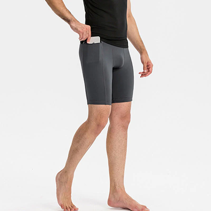 Buddha Stones Pantaloncini sportivi aderenti elasticizzati ad alta elasticità ad asciugatura rapida con tasche con cerniera da uomo - Image 10