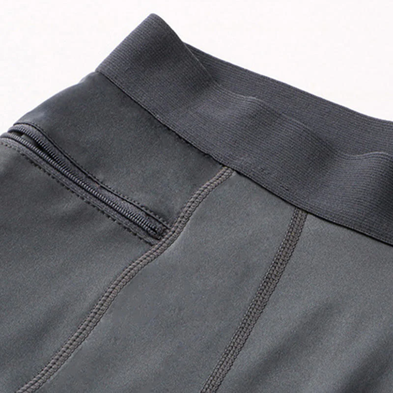 Buddha Stones Pantaloncini sportivi aderenti elasticizzati ad alta elasticità ad asciugatura rapida con tasche con cerniera da uomo - Image 15