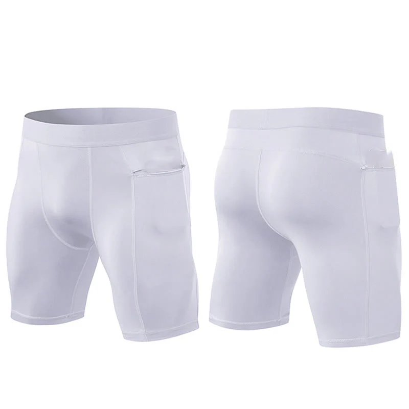 Buddha Stones Pantaloncini sportivi aderenti elasticizzati ad alta elasticità ad asciugatura rapida con tasche con cerniera da uomo - Image 18