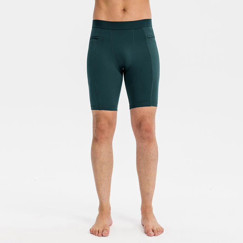 Buddha Stones Pantaloncini sportivi aderenti elasticizzati ad alta elasticità ad asciugatura rapida con tasche con cerniera da uomo - Image 33