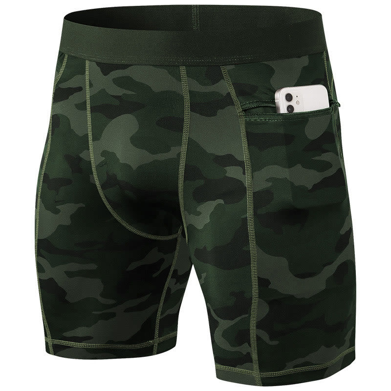 Buddha Stones Pantaloncini sportivi aderenti elasticizzati ad alta elasticità ad asciugatura rapida con tasche con cerniera da uomo - Image 37