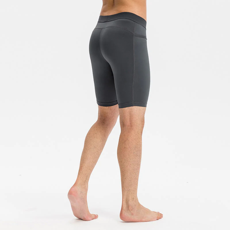 Buddha Stones Pantaloncini sportivi aderenti elasticizzati ad alta elasticità ad asciugatura rapida con tasche con cerniera da uomo - Image 4