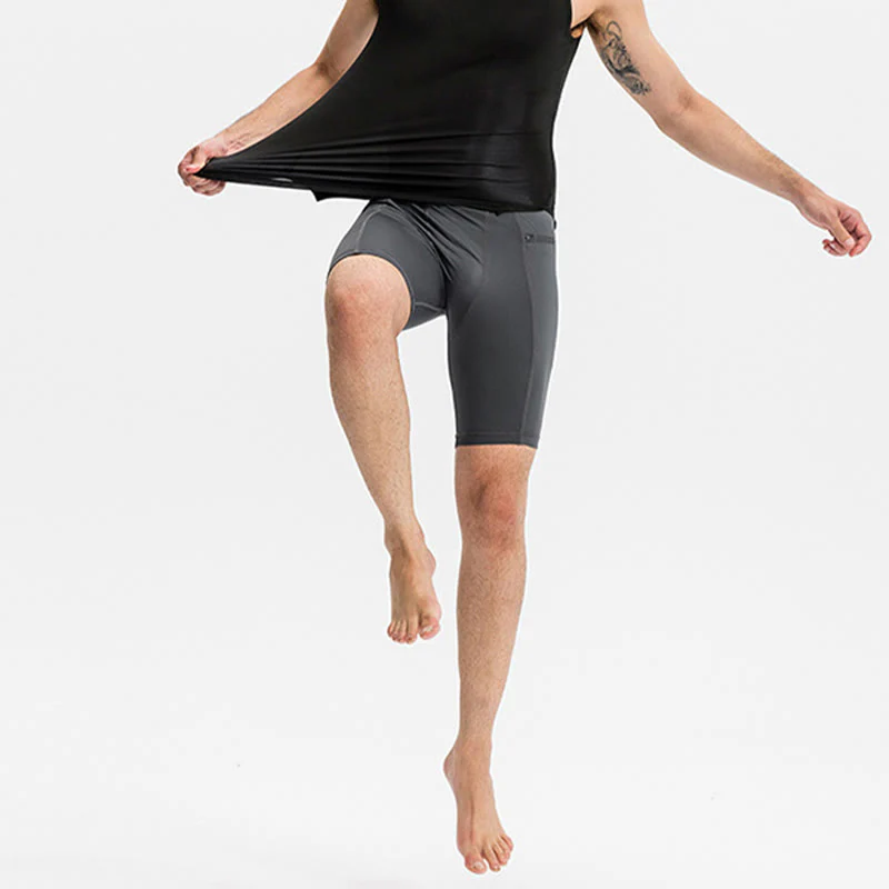 Buddha Stones Pantaloncini sportivi aderenti elasticizzati ad alta elasticità ad asciugatura rapida con tasche con cerniera da uomo - Image 7