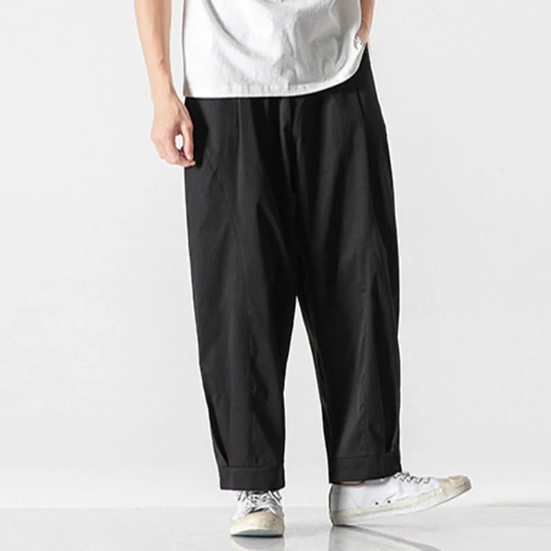 Buddha Stones Pantaloni cargo harem da uomo estivi con coulisse alla caviglia e tasche - Image 21