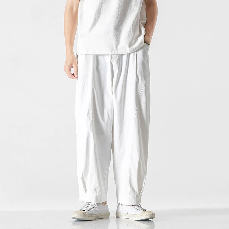 Buddha Stones Pantaloni cargo harem da uomo estivi con coulisse alla caviglia e tasche - Image 25