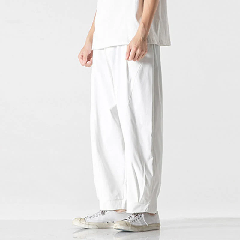 Buddha Stones Pantaloni cargo harem da uomo estivi con coulisse alla caviglia e tasche - Image 30