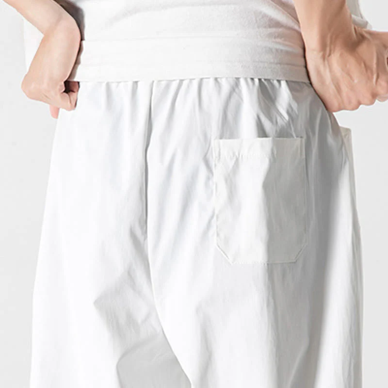 Buddha Stones Pantaloni cargo harem da uomo estivi con coulisse alla caviglia e tasche - Image 36