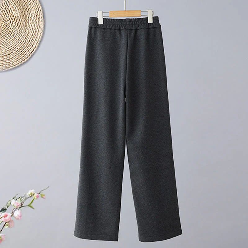 Buddha Stones Pantaloni casual da donna in cotone spesso con tasche e tinta unita - Image 7