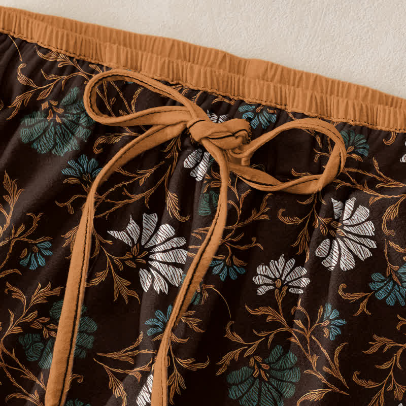 Buddha Stones Pantaloni da donna in cotone con coulisse in vita e tasche, modello Flowersl Vine. - Image 10