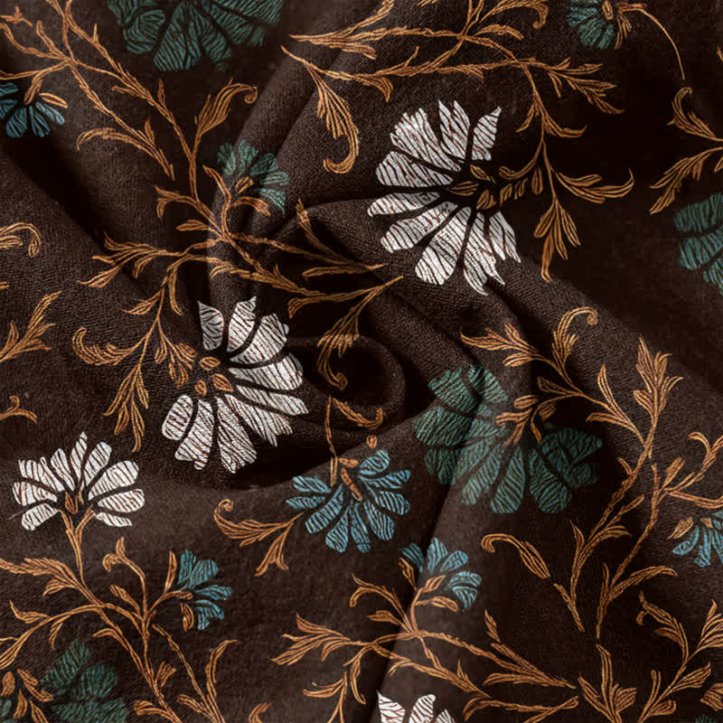 Buddha Stones Pantaloni da donna in cotone con coulisse in vita e tasche, modello Flowersl Vine. - Image 12