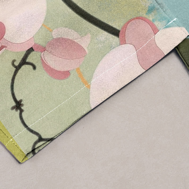 Buddha Stones Pantaloni da donna in cotone con stampa di orchidee, coulisse in vita elasticizzata e tasche. - Image 2