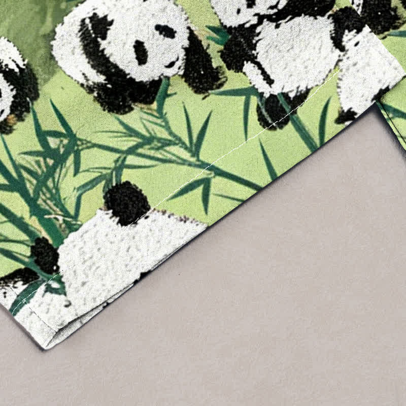 Buddha Stones Pantaloni da donna in cotone con stampa panda e bambù, vita elasticizzata e tasche. - Image 2