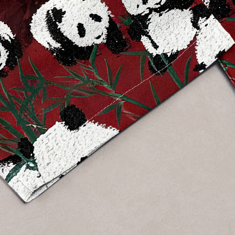 Buddha Stones Pantaloni da donna in cotone con stampa panda e bambù, vita elasticizzata e tasche. - Image 5