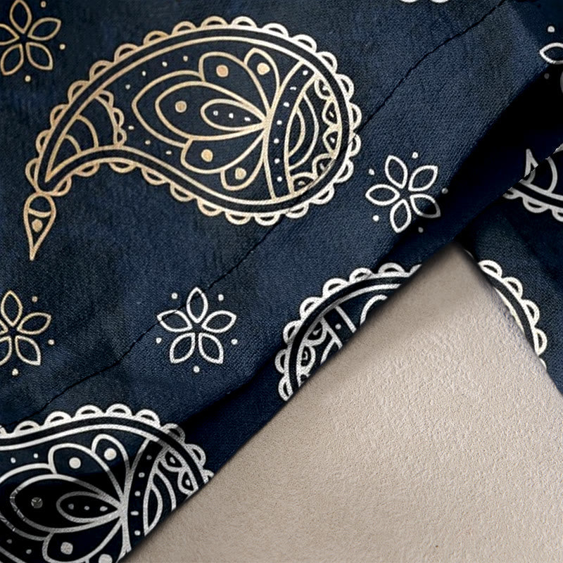 Buddha Stones Pantaloni da donna in puro cotone con elegante fantasia paisley, elastico in vita e tasche. - Image 3