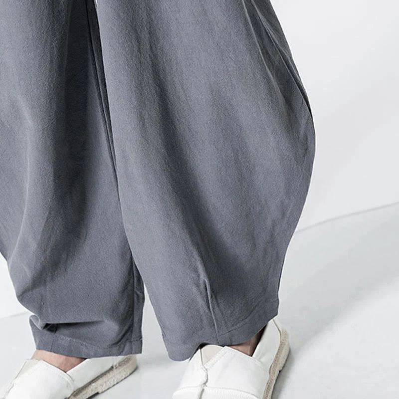 Buddha Stones Pantaloni da uomo in cotone con coulisse elastica in vita, alla caviglia, con tasche - Image 11