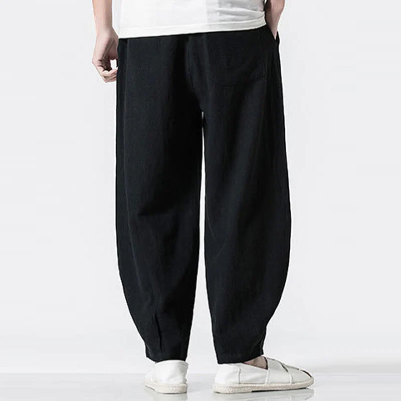 Buddha Stones Pantaloni da uomo in cotone con coulisse elastica in vita, alla caviglia, con tasche - Image 18