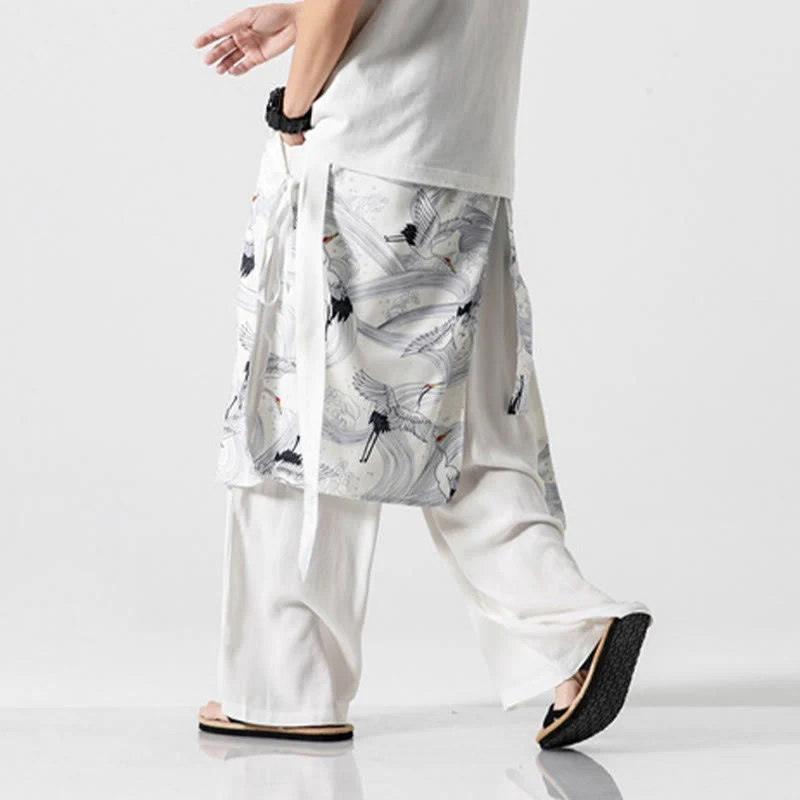 Buddha Stones Pantaloni da uomo in cotone con gamba larga e tasche, modello gru volante estivo - Image 44