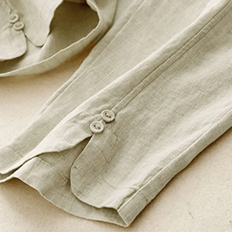 Buddha Stones Pantaloni estivi da donna in lino, affusolati e con tasche - Image 12