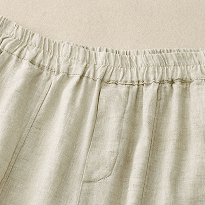 Buddha Stones Pantaloni estivi da donna in lino, affusolati e con tasche - Image 13