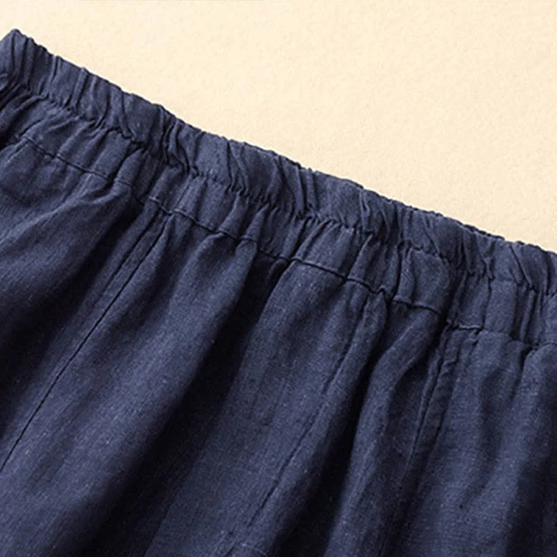 Buddha Stones Pantaloni estivi da donna in lino, affusolati e con tasche - Image 18