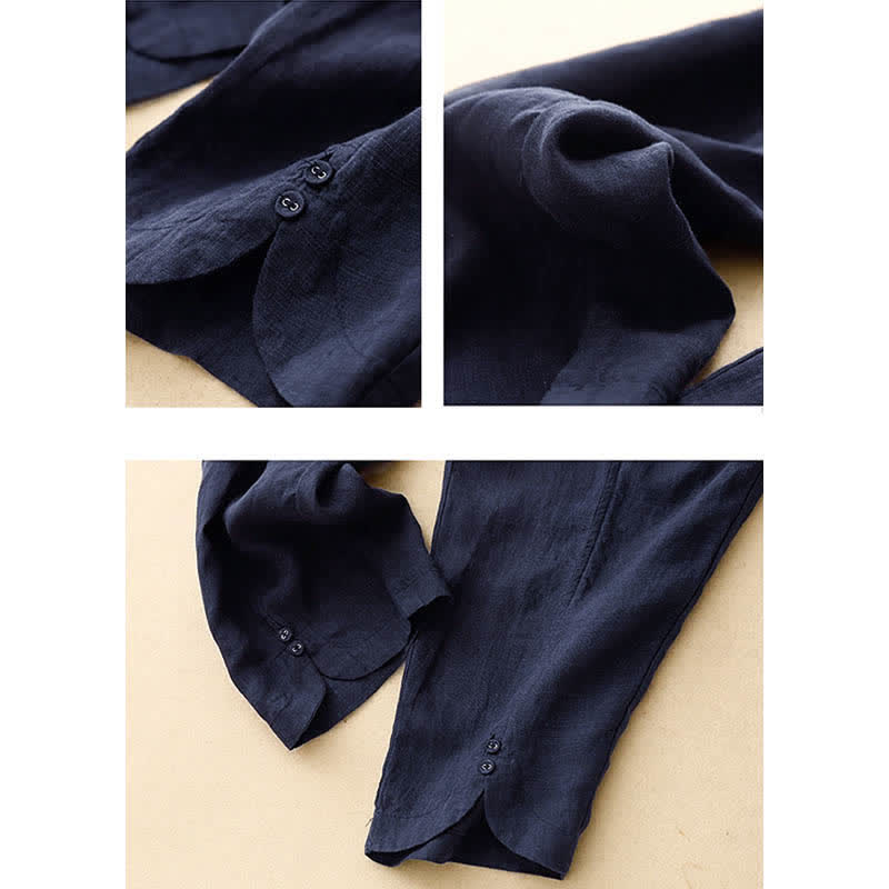 Buddha Stones Pantaloni estivi da donna in lino, affusolati e con tasche - Image 19